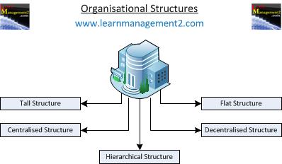 Diagram Showing different types of organisational structures